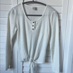 Paper Crane Cream Ribbed Long Sleeve Top